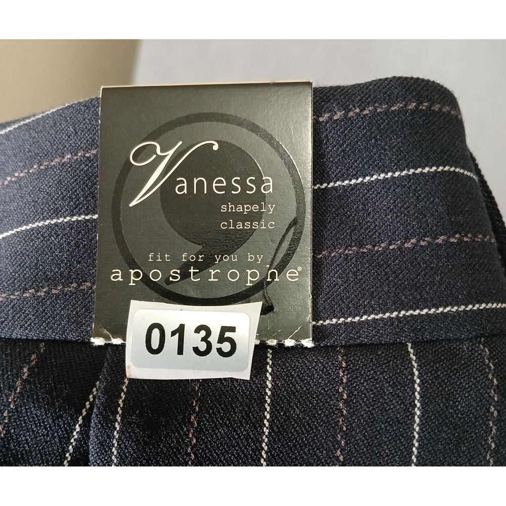 Apostrophe Womens‎ Vanessa Navy Pinstripe Wide Straight Leg Dress Pants Size 6 - Picture 14 of 14